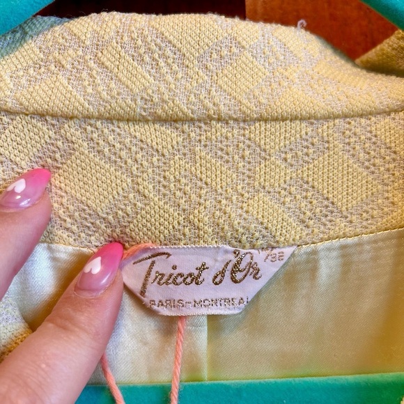 60/70s Vintage Pastel Yellow Spring Patterned Coat - Picture 2 of 8